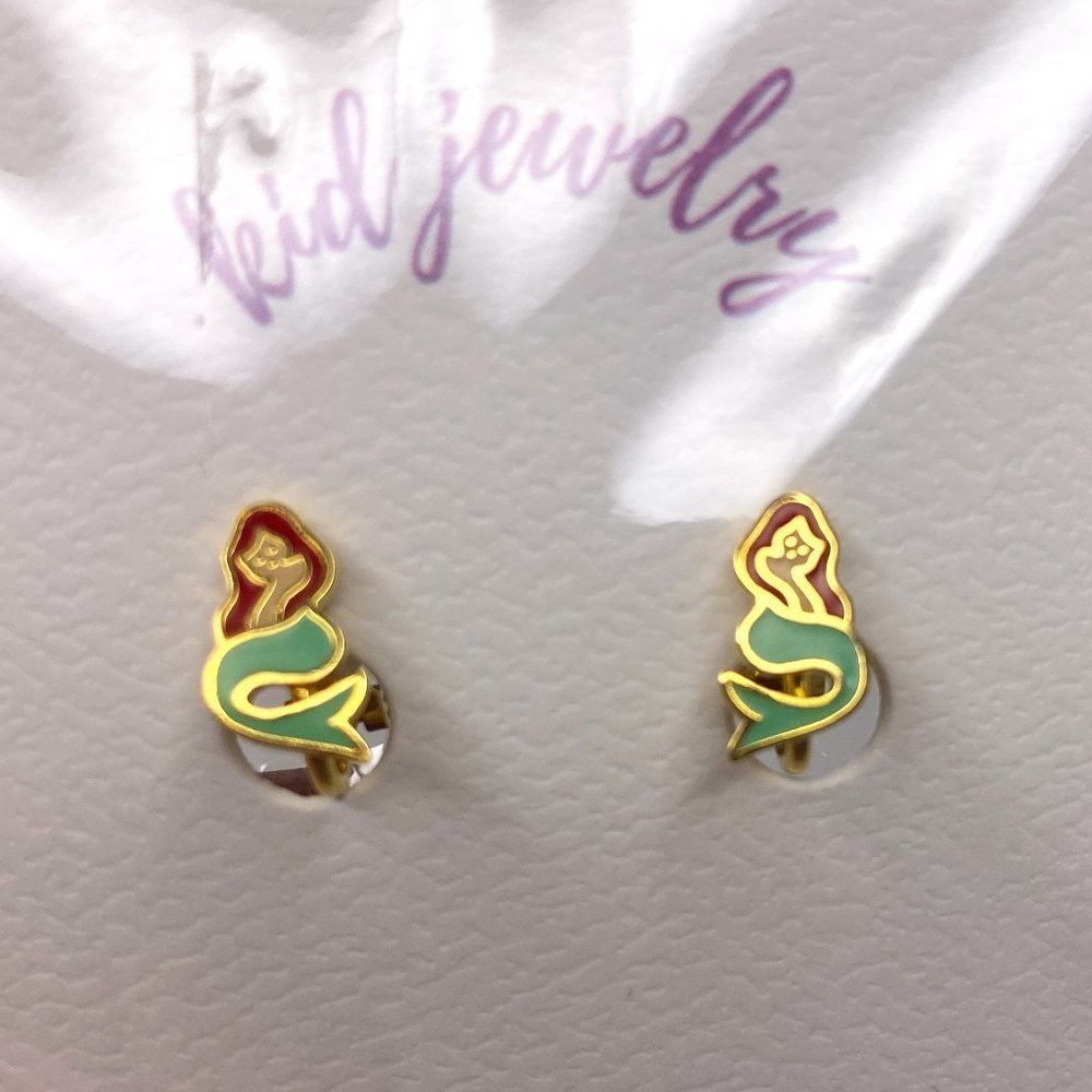 You Are Magical, NWT, gold dipped girl's CLIP ON mermaid earrings.